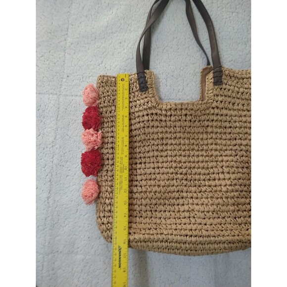 Blue Miami Straw Boho Summer Beach Bag - Picture 3 of 9